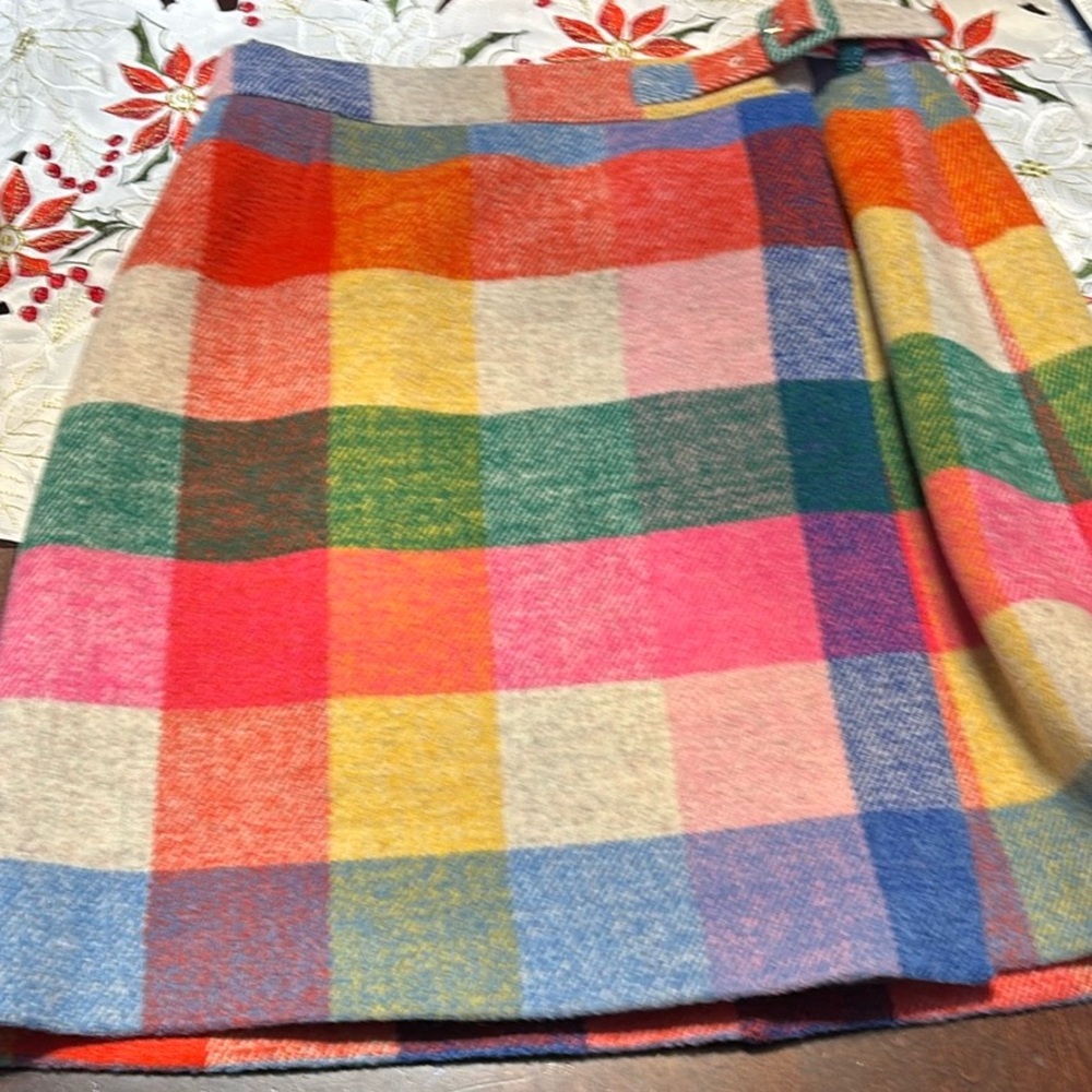 Boden Colorful Plaid Wool Check Coat & Skirt Set size 6 NWOT - Picture 3 of 10